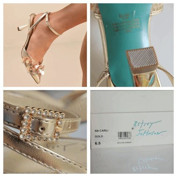 ✨ BETSEY JOHNSON Carli Gold Flower Ornament Pumps MSRP $139 SIZE 6,5 NEW IN BOX - Picture 14 of 17